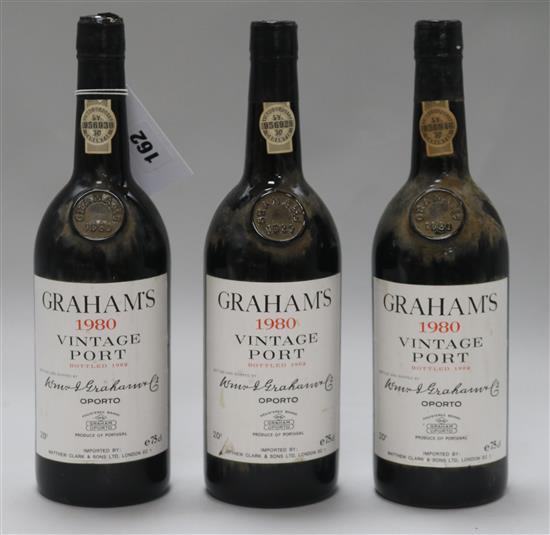 Three bottles of Graham Vintage 1980 port